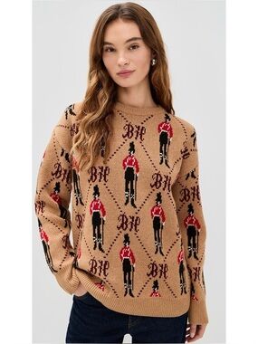 NWT Lingua Franca Bowery Boy Jacquard Crewneck Sweater - Small